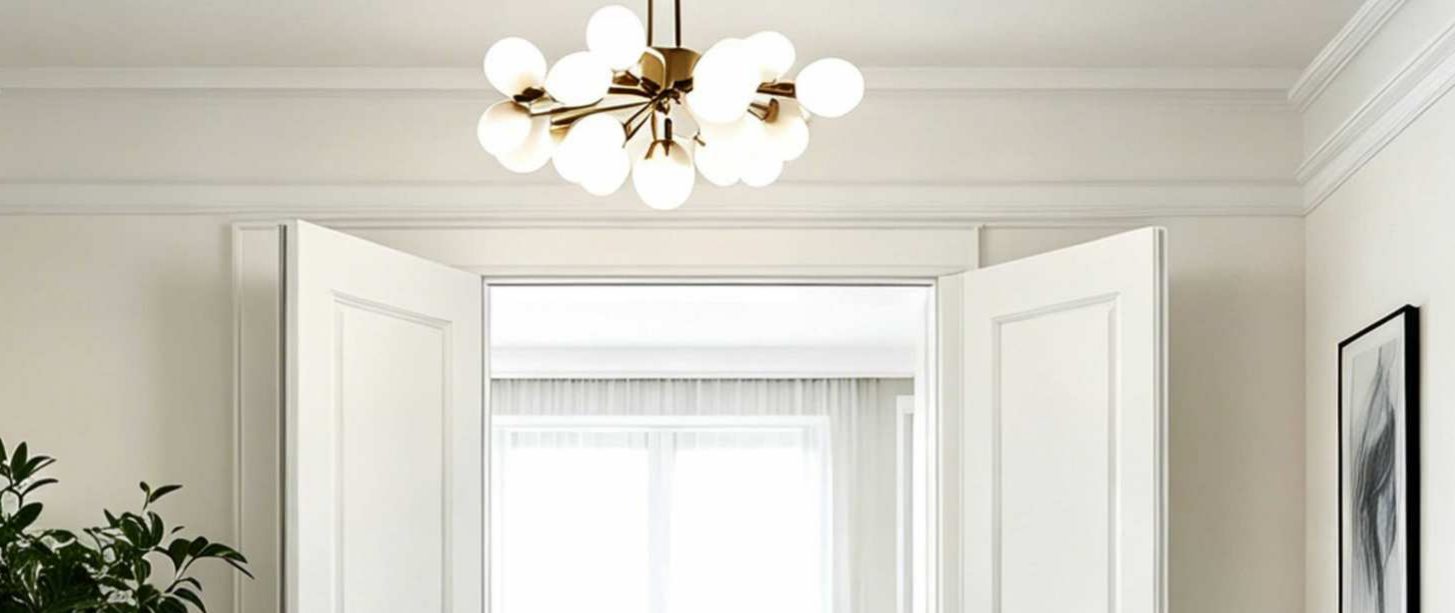 Pair of white panel doors opening into a bright living room